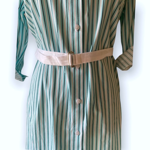 THE LIMITED Womens Calm Sea Convertible Sleeve Stripe Shirt Dress Stretch Cotton - Picture 6 of 16
